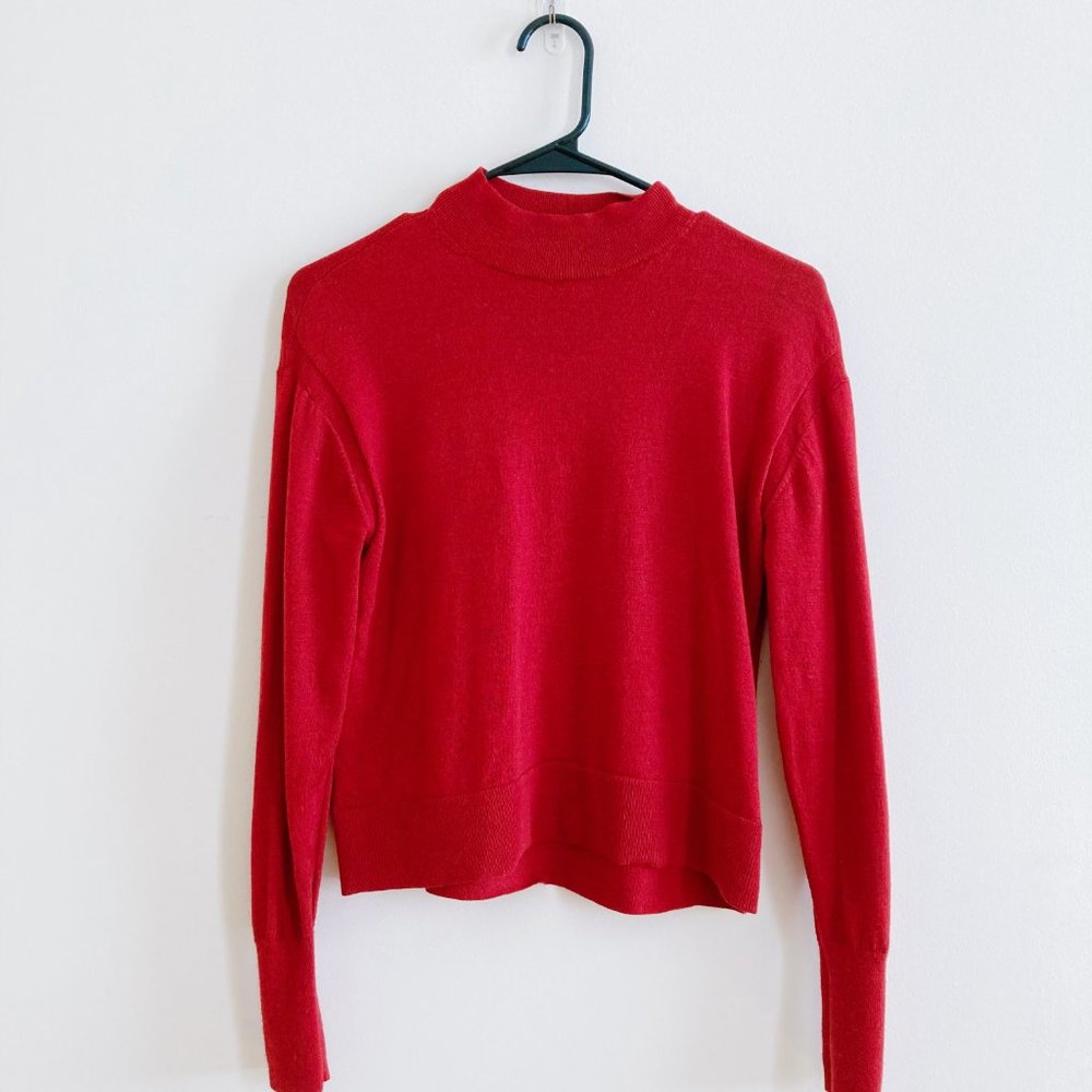 Everlane Cropped Mock Neck Sweater - 96% Wool - Size XS
